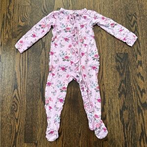 Posh Peanut Bamboo Ruffled Footie Pajamas Bridget Floral Pink